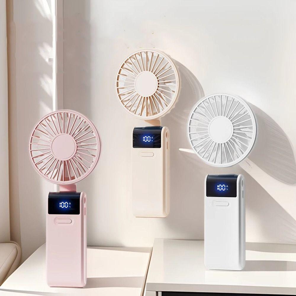 Display Screen Handheld Mini Fan Foldable Portable Desk Fan  Household Dormitory