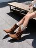 French Retro Pointed Pleated Thick Heel Medium Tube Short Boots Children 2025 New Temperament Hundred Fashion with Western Boots