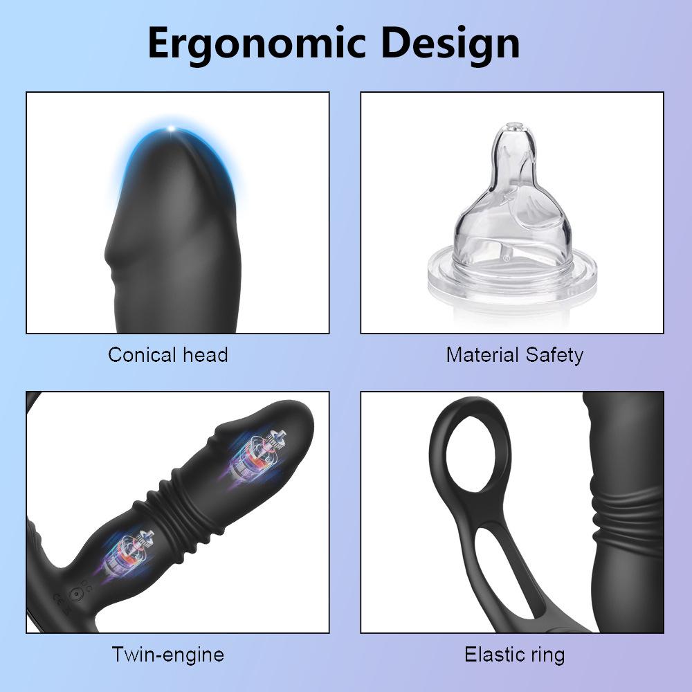 Men's Double Ring Telescopic Prostate Massager with APP Remote Control