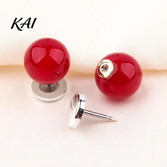 Decorative Pearl Embellishments 5Pcs Fake Buttons for Clothing, Removable Brooch Pins, No Clothes Fixing Clips Necklines Sew Safety Pins Shirt