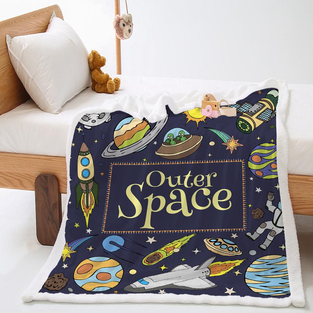 Car Moon Planet Thickened Lamb Fleece Crystal Fleece Blanket Cover Blanket