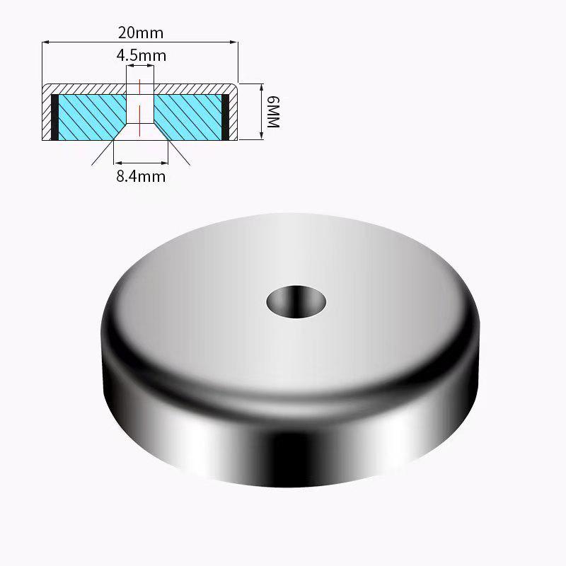 Neodymium Iron Boron Round Pot Magnet with Suction Cup and Countersunk Hole