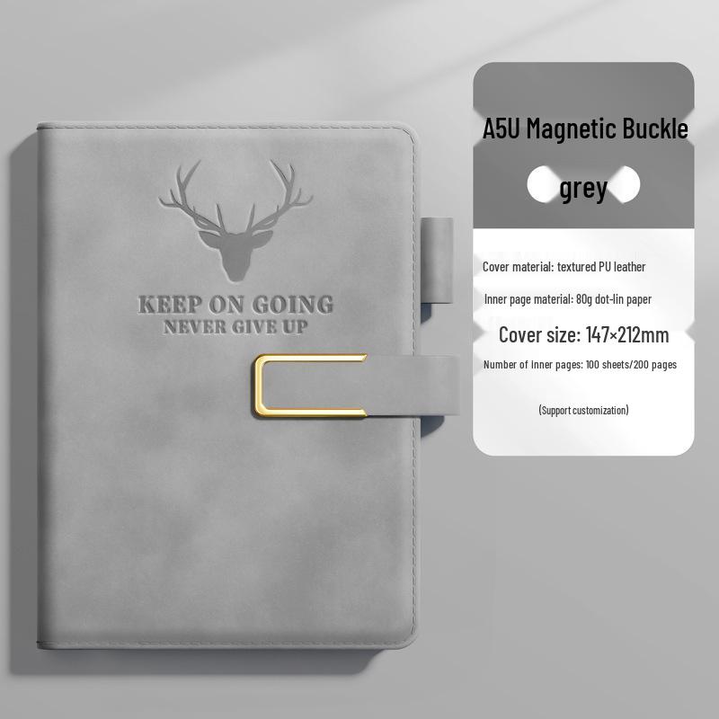 Custom Logo A5 Soft Leather Notebook with Deer Head for Business Meetings