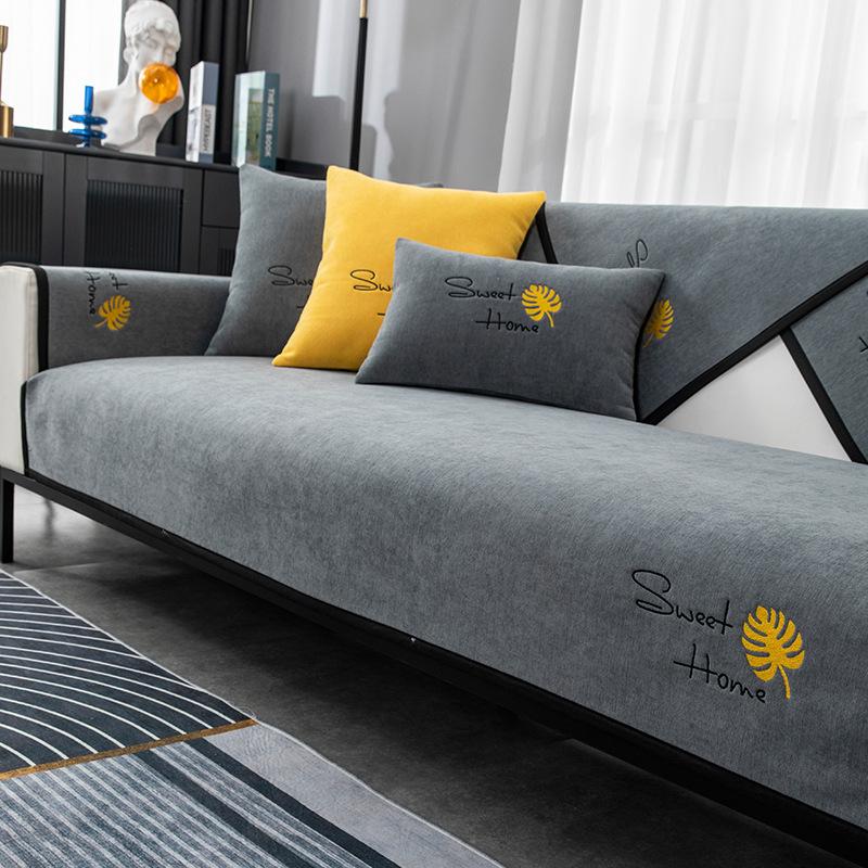 Nordic Luxury Sofa Cover Cushion Embroidery Four Season Sofa Armchair Backrest Towel Non Slip Couch Cover 3 Seater Sofa Cover