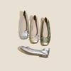 Girls' Champagne Flat Ballet Shoes with Bowknot, Soft Sole Low-Cut Grandma Shoes, Stylish Casual Single Shoes for Daily Wear XW-977-18