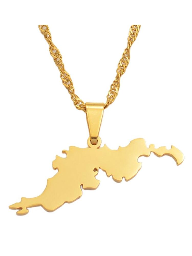 Anniyo The British Virgin Islands Tortola BVI Map Pendant Chain Necklaces for Women Girls Jewelry #115621 45cm or 17.7 Inches