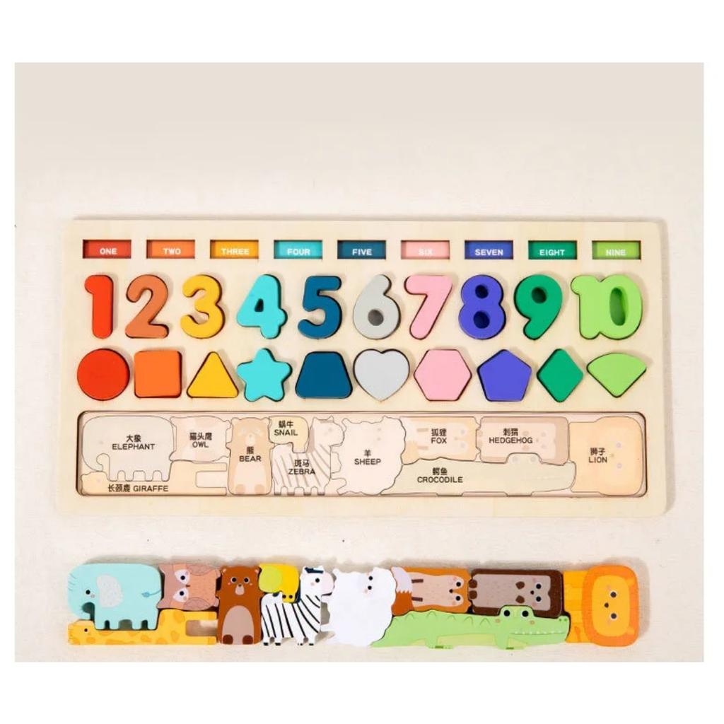 Montessori Wooden Toys Kids Busy Board Shape & Number Matching Digital Shape Educational Toys for Children Gifts