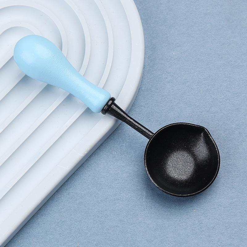 Sealing Wax Non-Stick Spoon Anti-Hot Wood Handle Retro Wax Stamping Spoons Fire Paint Melting Firing Stamp Metal Tool
