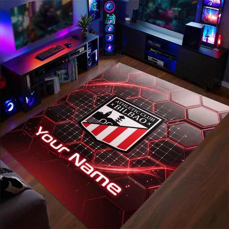 Crystal Velvet Rug Athletic Bilbao FC Print Custom Name Text Floor Mat Home Decor