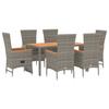 Vidaxl 7-Cz. Garden Furniture Set With Cushions, Grey, PE Rattan