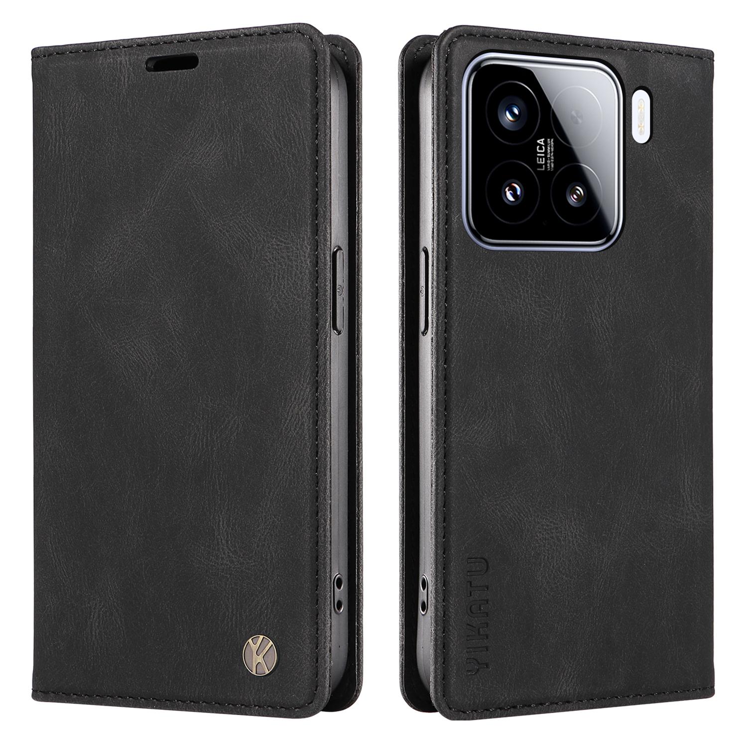 

YIKATU YK-004 для Xiaomi 15 Чехол кожаный чехол для телефона Skin-Touch Магнитный автопоглощающий A