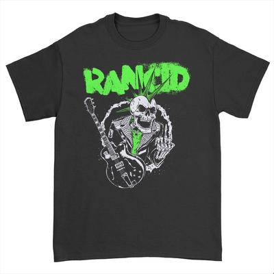 T-shirt Skele Guitar Funny Rancid Band Classique Unisexe Noir S-5XL 1J0432 T-shirt Unisexe