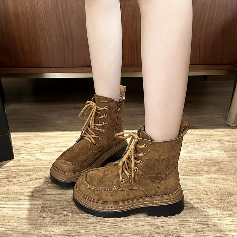 Fashion Work Boots Men's Autumn and Winter Genuine Leather High Top Board Shoes Men Casual Suede Leather Mens Boots Retro Frosted Botas