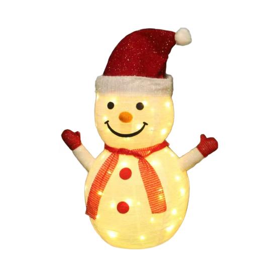 

Рождественское украшение «Светящийся снеговик», складной белый снеговик со встроенными светодиодными огнями, работающий от батареек, светящееся рождественское украшение для крыльца, двора Snowman