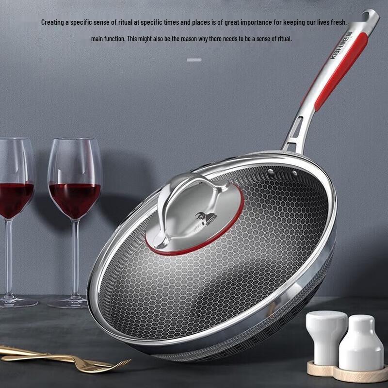 Kangbach 32cm Honeycomb 316L Stainless Steel Non-Stick Wok