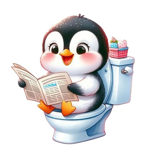 Cute Animal Reading Newspaper Toilet Sticker Funny Cartoon Waterproof Self-Adhesive K