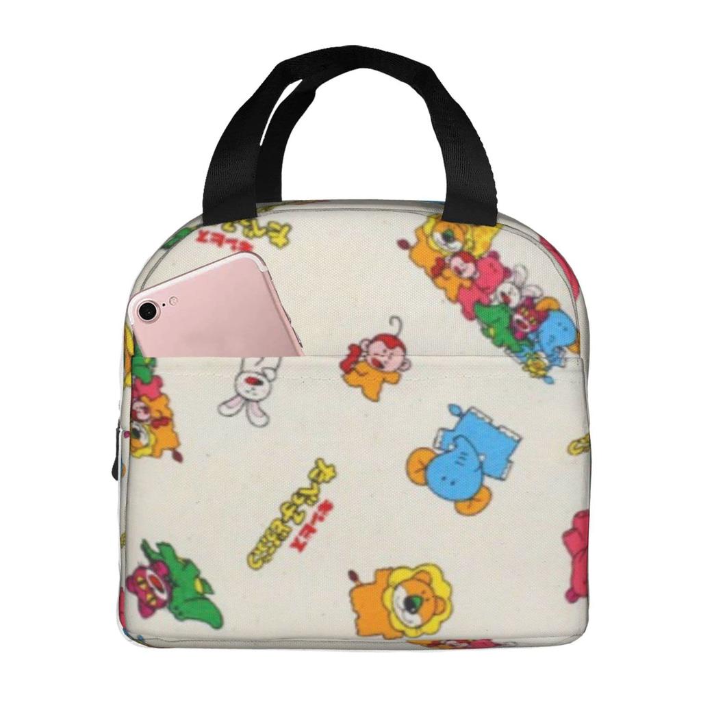 Tabekko Animal Insulated Lunch Bag with Bento Cooler Bag with Soft Cooler Bag Clasp, Black, Box, Insulated, Zipper, Compact, Bag, Tote/Eco