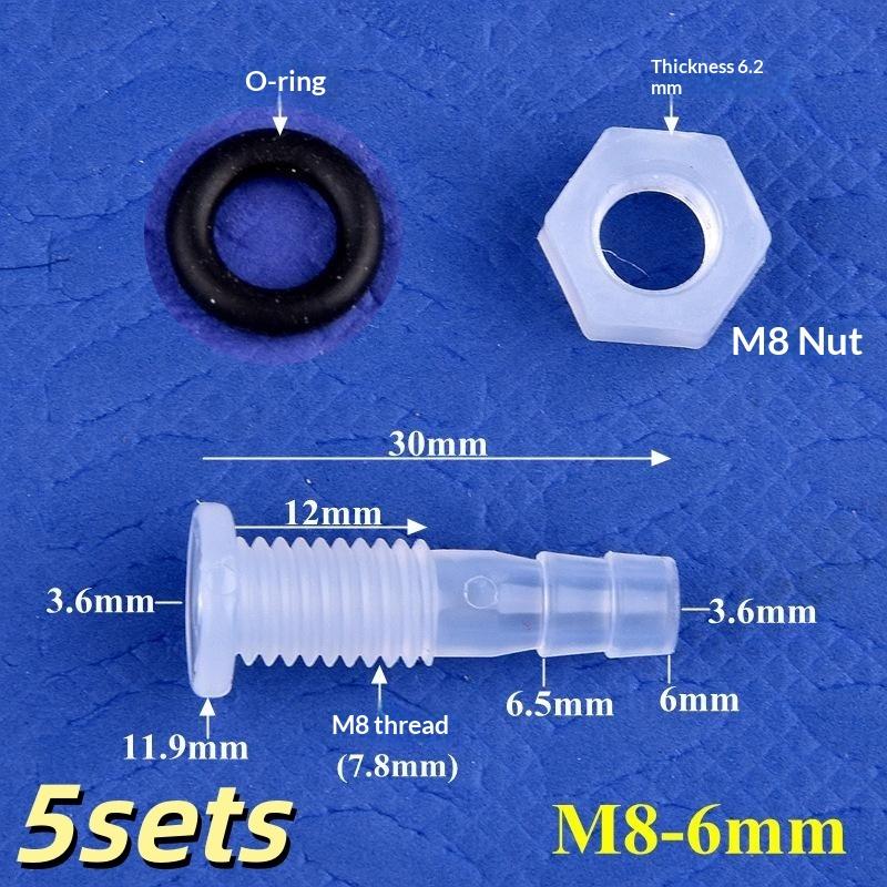 5 Sets M5-M16 Thread To 3-12Mm Aquarium Water Tank Inlet Outlet Joint Irrigation Hose Connectors Pp Straight Bulkhead Connector