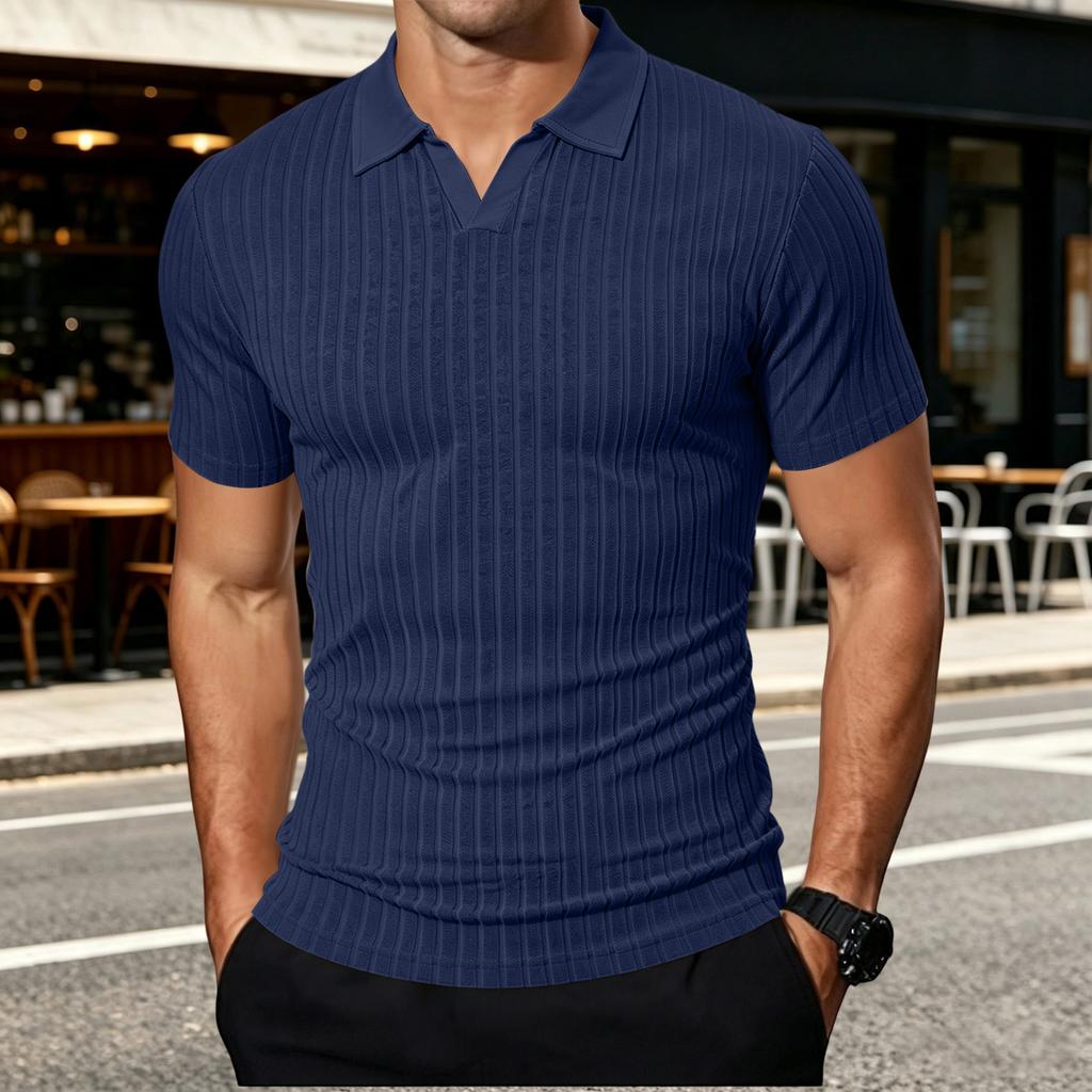 Men's Casual Short Sleeve T-Shirt with Collar, Breathable Shirt for Summer Everyday Wear