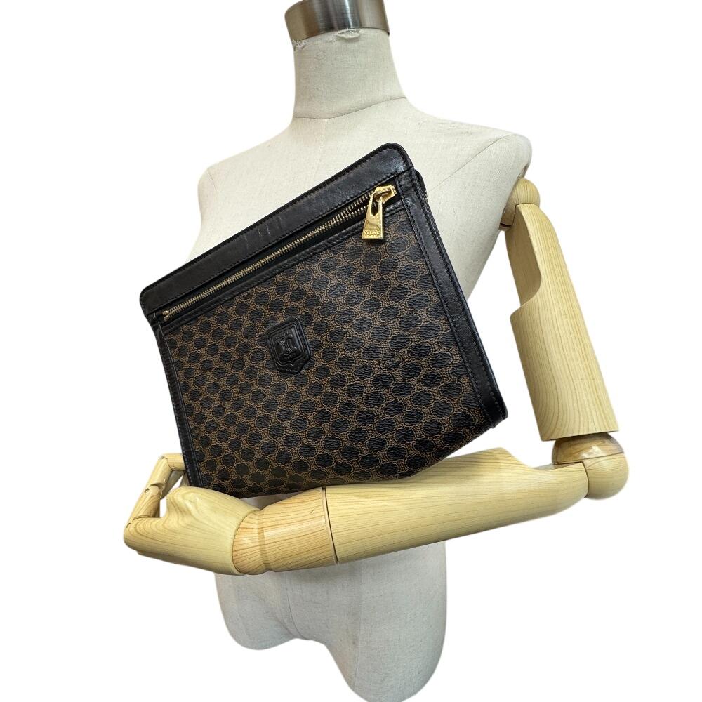 CELINE business bag pouch Macadam leather Clutch bag black leather Used