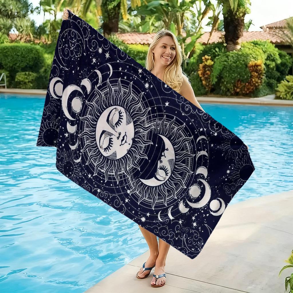 1pc Bohemian Sun&Moon Beach Towel Vintage Large Quick-drying Towel Suitable for Beach Yoga Pool Gym Towel Summer Gift for Friend