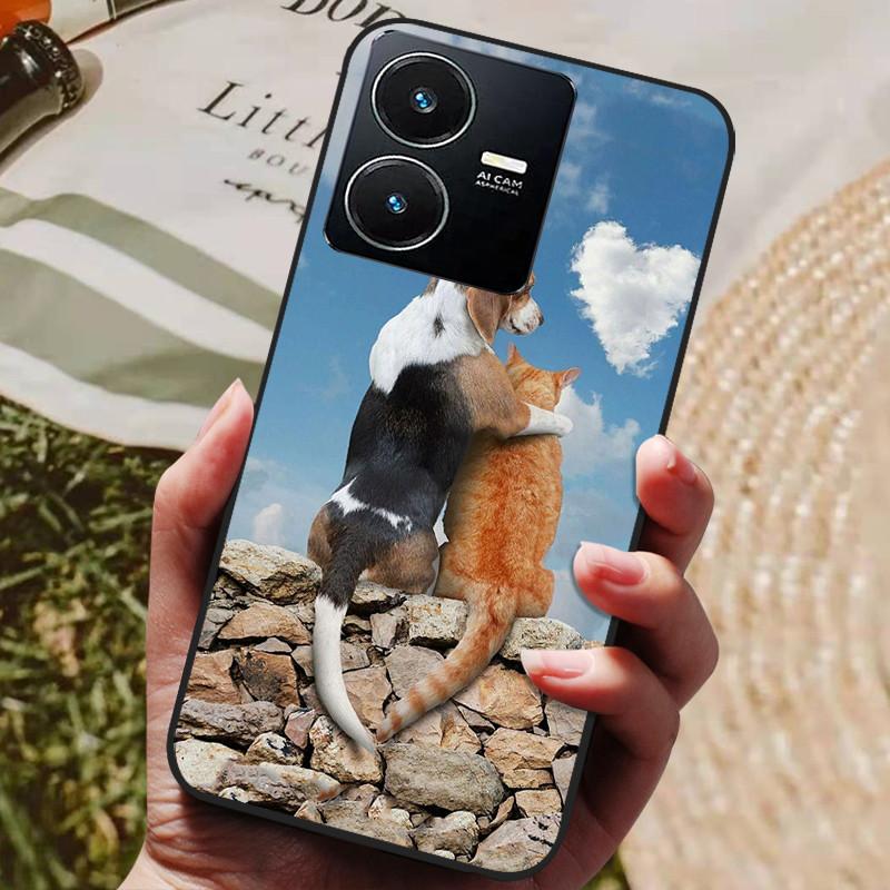 Für Vivo Y22 Hülle Weiches Silikon Stoßfeste Handyhülle für Vivo Y22 Y22s Y 22 s Hüllen Y 22 2022 Schwarzer Bumper Schutzhüllen