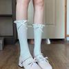 Women's French Lace Bow Socks - Breathable, Thin Spring/Summer Lolita Calf Stockings
