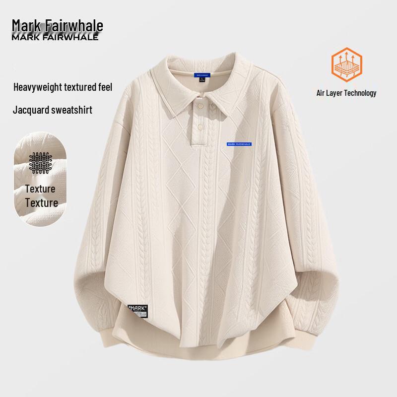 MARK FAIRWHALE Men's Letter Print Polo Collar Sweatshirt