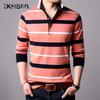 Kaiser Men's 100% Cotton Striped Long Sleeve Polo Shirt KS1538