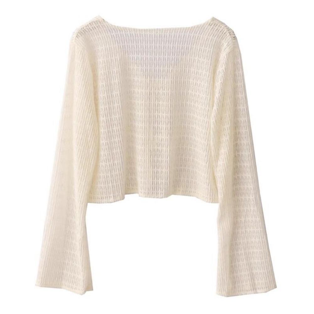 Niebieski Kardigan Bluzka Damska Cienka Dzianinowa Odzież Przeciwsłoneczna ze Spódnicą na Szelkach