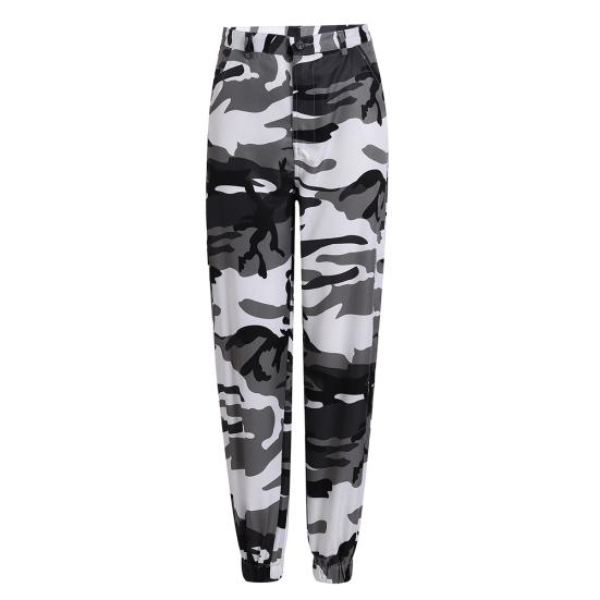Casual Women Camouflage Printed Middle Waist Jogger Harem Pants Long Trousers