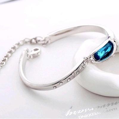 Imitation Silver Bangle with Austrian Crystal Diamonds Women's Bracelet