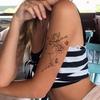 Rose Muse Side Face Tattoo Sticker, Waterproof And Long-Lasting, Thin Line Plant Butterfly, Girl Calf Tattoo