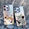 Red Wine Glass Liquid Cute Cat Phone Case For iPhone 16 15 14 13 Mini Pro Max 12 11 Pro Max 15 14 Plus Shockproof Laser Covers