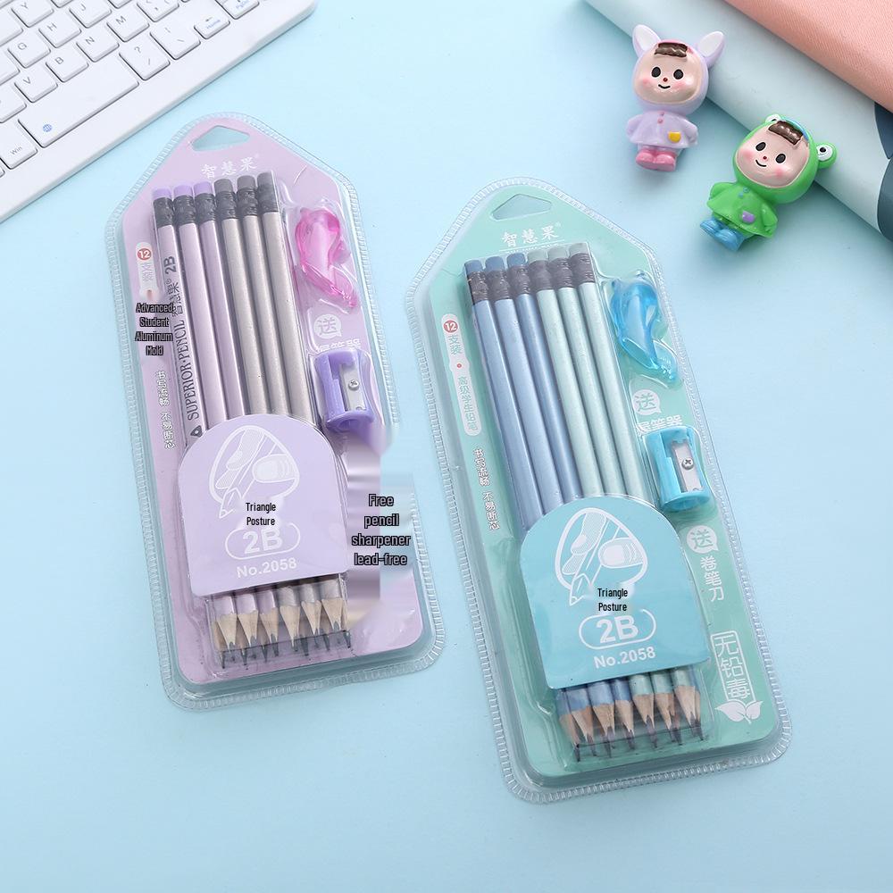 

Cartoon Pencil Set with Eraser & Grip - Lead-Free Drawing & Writing Tools 2B Pencil, 30 Sets, Full Box