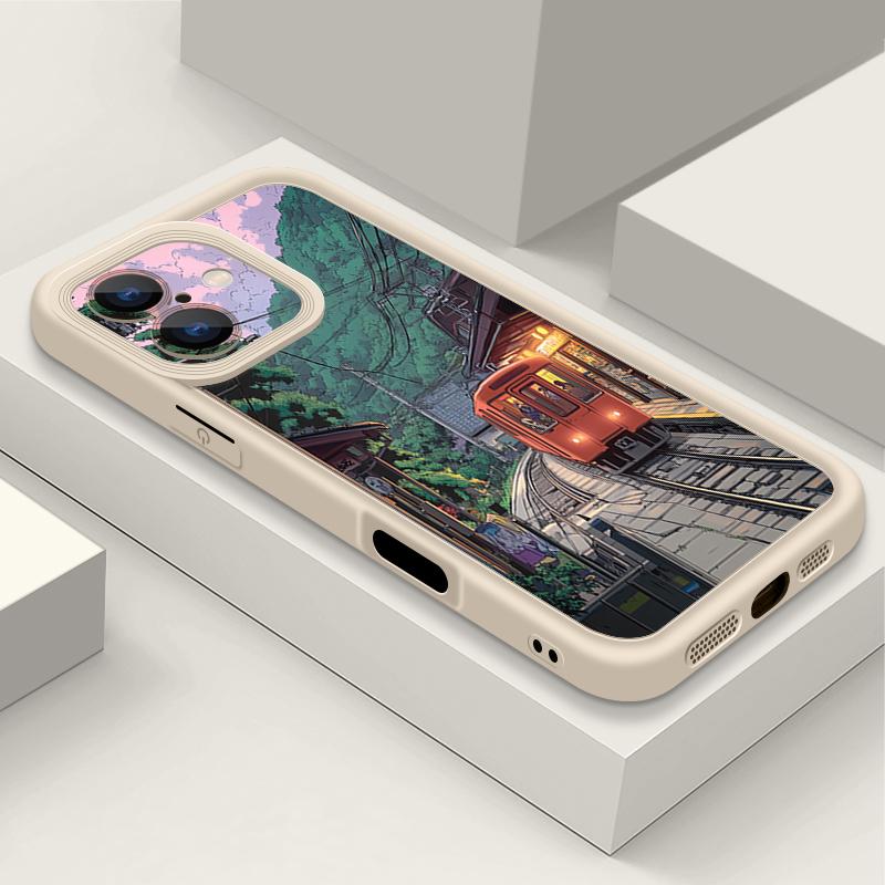 Para iPhone 13 Funda Diseño de Tren Marino de Anime Cubierta Suave de TPU Silicona Para iPhone 14 15 Pro Max 12 11 16e Funda iPhone 16 Pro Max