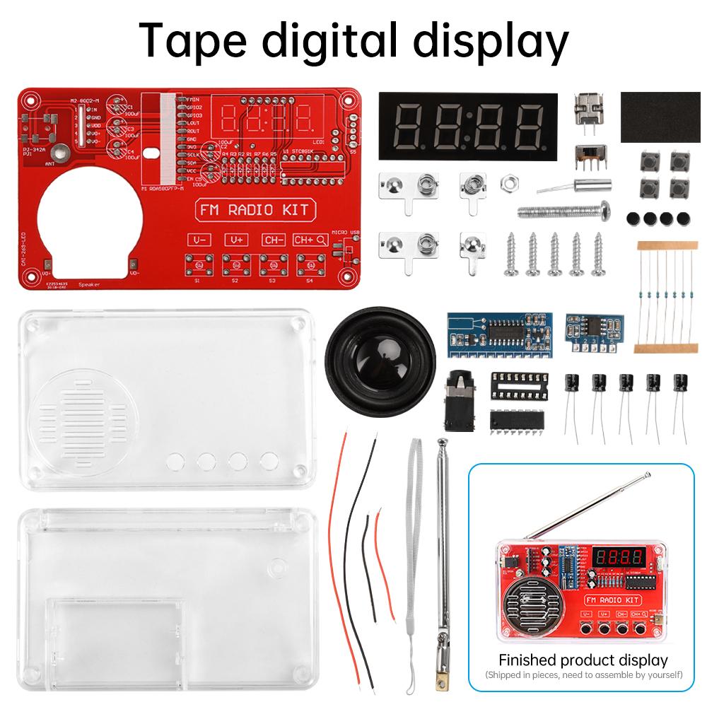 DIY FM Radio Electronic Kit Adjustable Frequency 150Hz-20KHz Digital Display DIY Soldering Project Practice Solder RDA5807