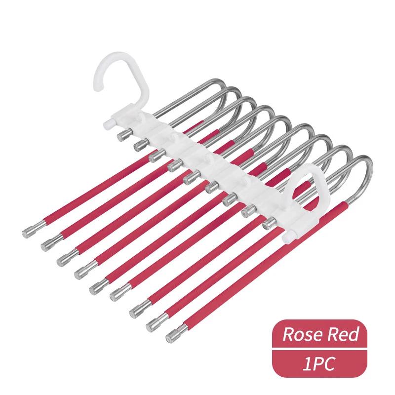 Upgrade 9 Layers Pants Hangers Space Saving, Jeans Hangers Non Slip Stainless Steel Multifunctional Rack S-Type Closet Organizer