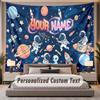Astronaut Space (103) Theme Personalized Tapestry Custom Name Text Wall Hanging Tapestry Home Background Decoration