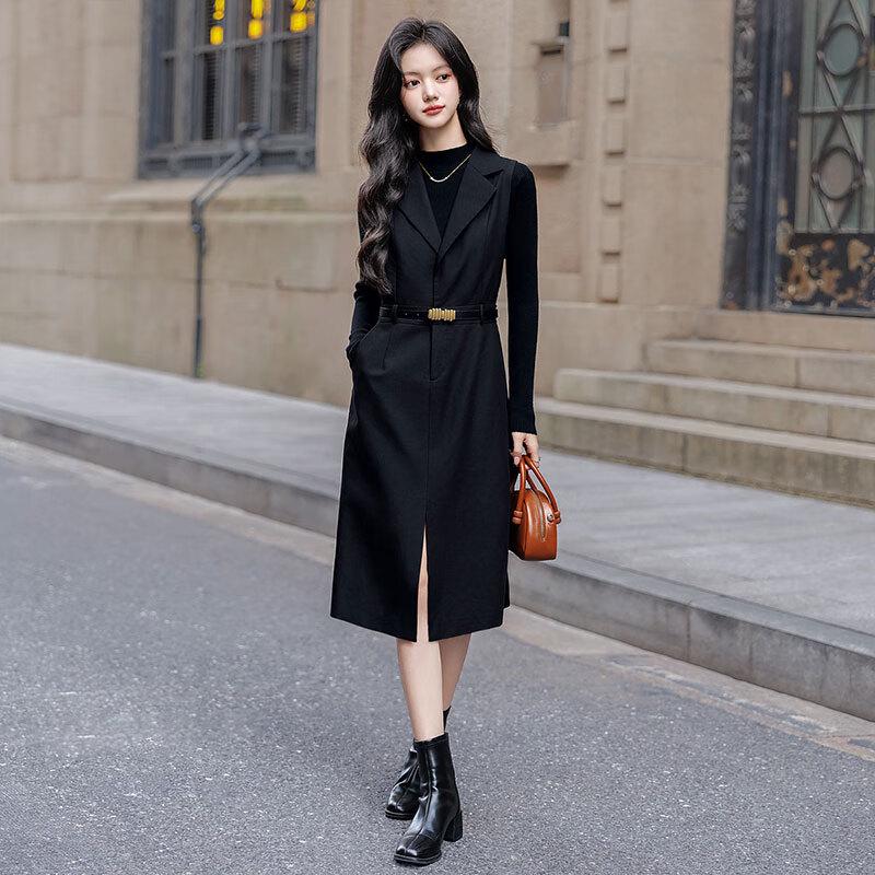 Sukienka blezerowa damska Sibaishe o średniej długości z rozcięciem