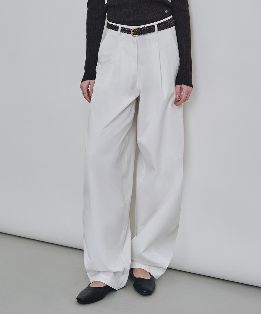 Keoseuteomeokeullagumeon Cotton-Like Semi-Balloon One-Pleat Slacks 3 Color Cowpt003