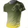 T-shirts for Men Fitness Sportswear 2026 Summer Vintage Men's 3d Printed Quick-Drying Gradient T-shirt Animal Wolf Short Sleeve