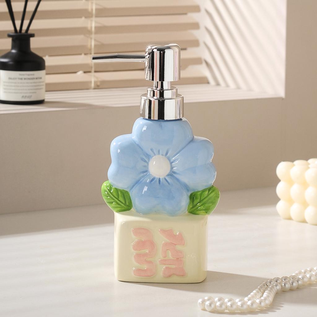 Soap dispenser creative flower lotion press bottle hand sanitizer bottle bathroom shower gel shampoo ceramic bottle bathroom