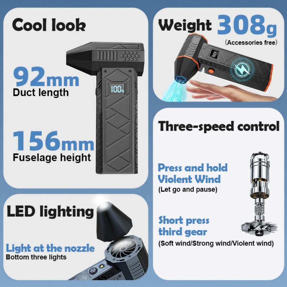 Compressed Air Duster 10000mAh 180000RPM Electric Air Duster with Display Screen Light 4 Gear Adjustable Cordless Turbo Blower