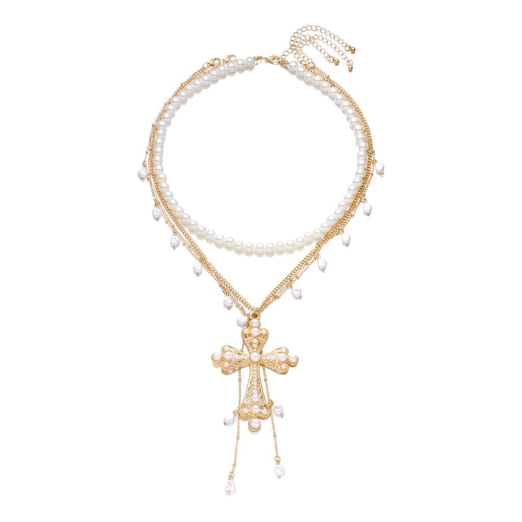 Baroque Cross Necklace With Pearl For Vintage Jewelry Enthusiasts