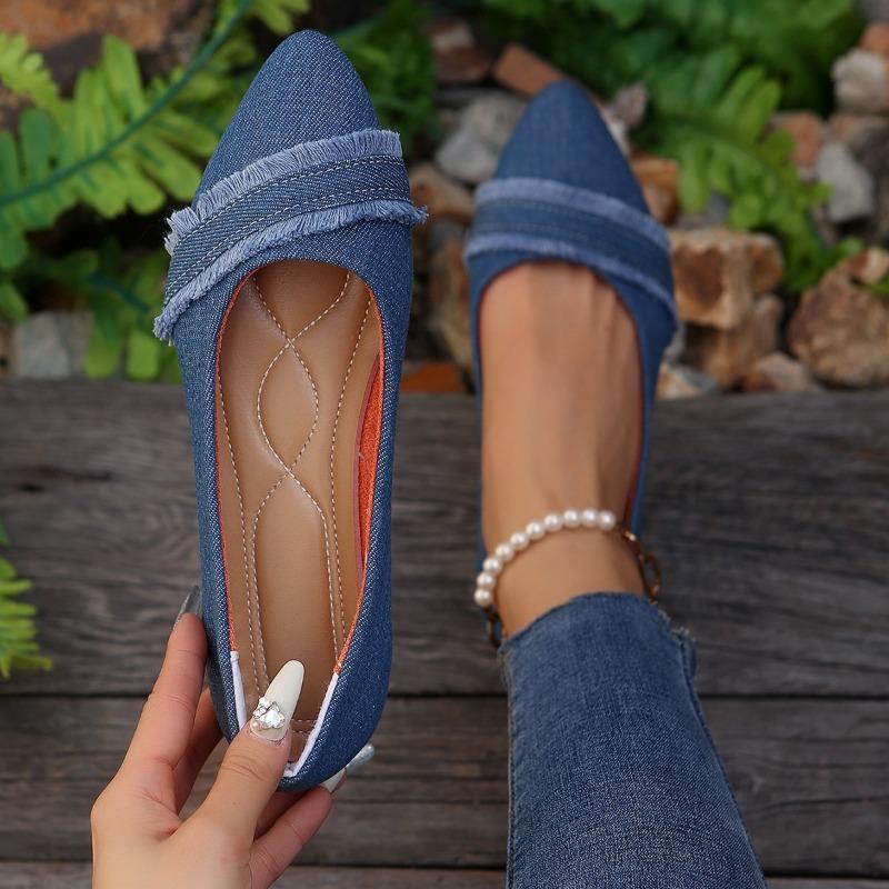 New Women's Single Shoes, One-pedal Flat-bottomed Pointed Head Shallow Mouth Single Shoes, Fashionable and Comfortable Single Shoes Women