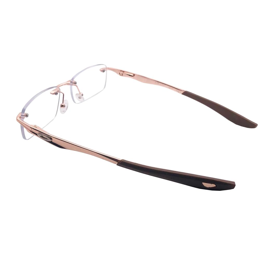 RSINC Rimless Frame/Eyeglass/Spectacle, Optical, Prescription, for Men and Women, Modern, Rose Gold Brown BR-1 N1 Rose Gold Brown