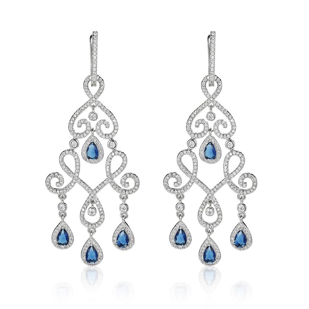 Ретро серьги, придворный стиль, экстравагантные серьги, европейские и американские серьги-гвоздики, полые, с микро-инкрустацией, в форме капли воды