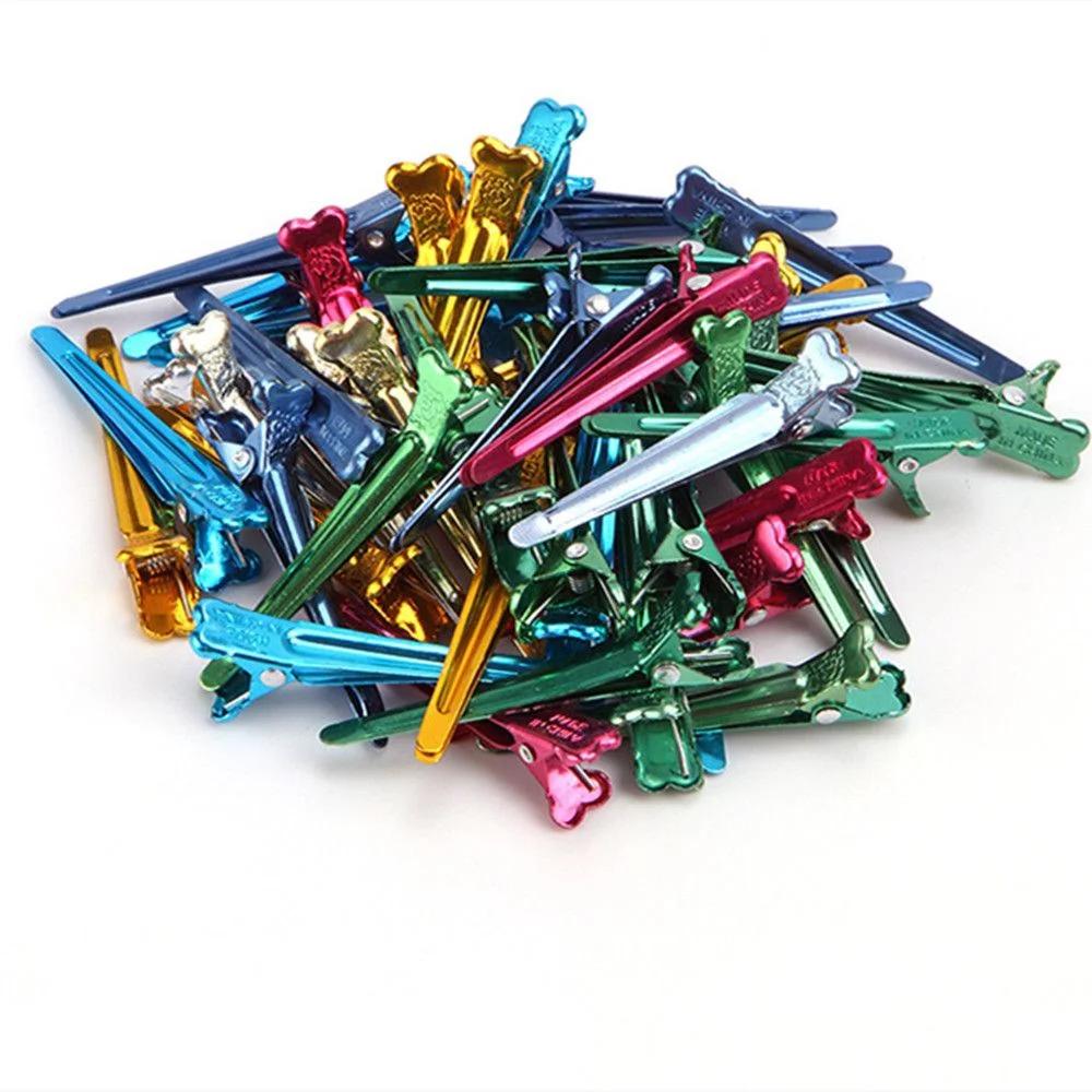 

48-50Pcs/lot Flat Metal Colorful Fix Section Holding Hair Clips DIY Alligator Accessories dressing Styling Tool