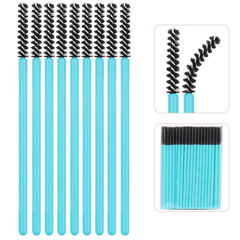 Straight Head Mascara Brush & Eyelash Curler Set - Disposable Spiral Rod with Crystal Eyebrow Comb
